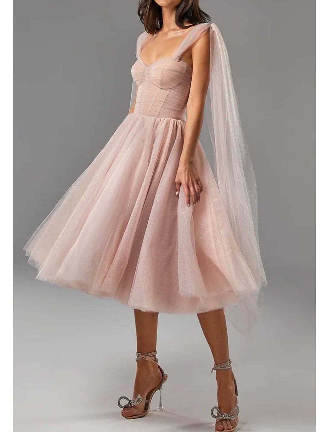 Ball Gown Cocktail Dresses Corsets Dress Graduation Tea Length Sleeveless Square Neck Tulle