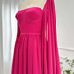 A-Line Evening Gown Elegant Cape Green Dress Formal Fall Floor Length Long Sleeve Square Neck Chiffon Party Dresses