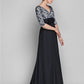 A-Line Mother of the Bride Dress Vintage Inspired V Neck Sweep / Brush Train Chiffon Lace Half Sleeve with Lace Ruched