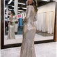 Mermaid / Trumpet Evening Gown Sparkle & Shine Dress Formal Prom Floor Length Long Sleeve V Neck Sequined