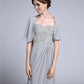 Sheath / Column Mother of the Bride Dress Convertible Dress Sweetheart Ankle Length Chiffon Half Sleeve No with Sequin Side