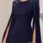 Sheath / Column Mother of the Bride Dress Formal Wedding Guest Elegant Scoop Neck Knee Length Stretch Chiffon Long Sleeve