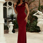 Mermaid / Trumpet Evening Gown Sexy Dress Formal Wedding Guest Sweep / Brush Train Sleeveless One Shoulder Polyester