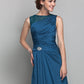 Sheath / Column Mother of the Bride Dress Vintage Inspired Jewel Neck Floor Length Satin Chiffon Sleeveless