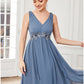 A-Line Prom Dresses Minimalist Dress Party Wear Floor Length Sleeveless V Neck Chiffon