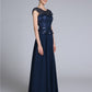 Sheath / Column Mother of the Bride Dress Sparkle & Shine Scoop Neck Floor Length Chiffon Short Sleeve