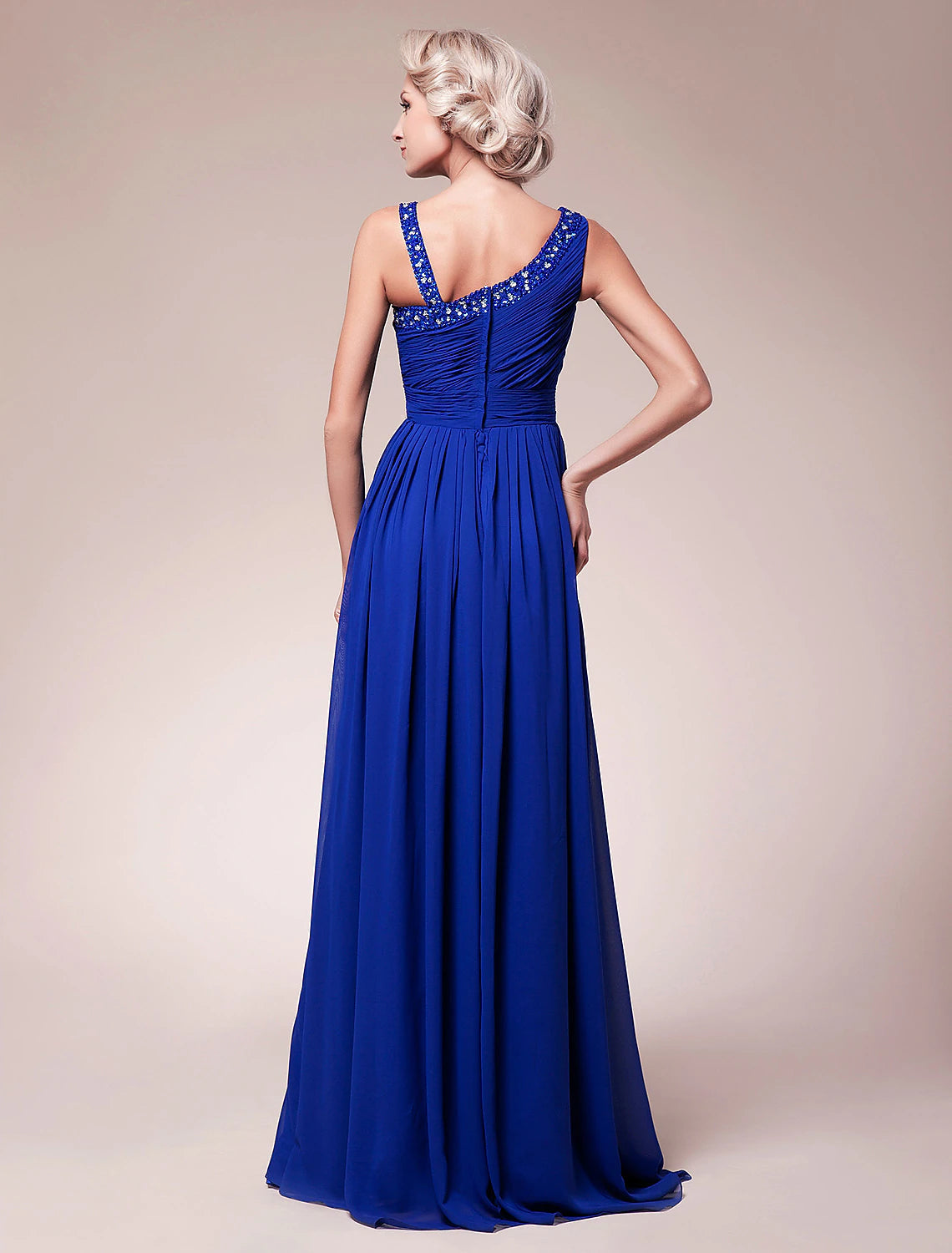 A-Line Mother of the Bride Dress Sparkle & Shine Straps Floor Length Chiffon Sleeveless with Pleats Ruched