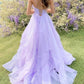 Ball Gown Prom Dresses Glittering Dress Wedding Party Court Train Sleeveless Spaghetti Strap Tulle Backless