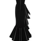 Mermaid / Trumpet Prom Dresses Little Black Dress Dress Prom Floor Length Sleeveless Strapless Velvet with Ruffles