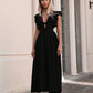 A-Line Princess Cute Wedding Guest Prom Dress V Neck Sleeveless Tea Length Stretch Fabric with Ruffles