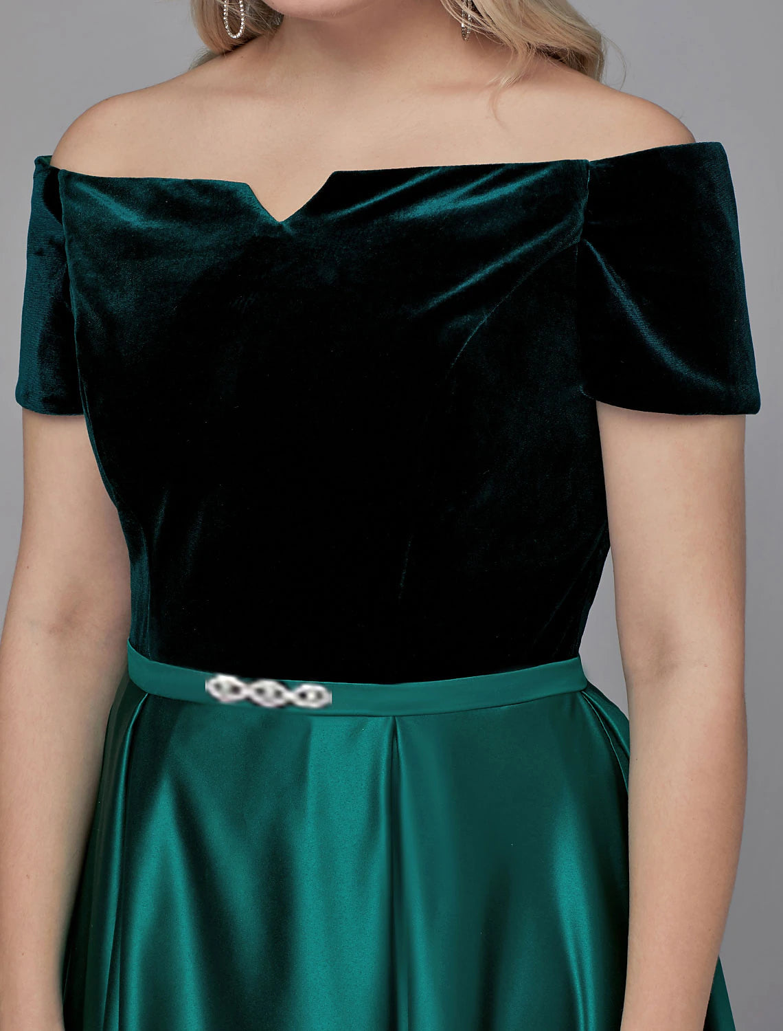 A-Line Special Occasion Dresses Elegant Dress Wedding Guest Formal Evening Floor Length Short Sleeve Off Shoulder Satin