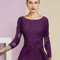 Sheath / Column Mother of the Bride Dress Formal Elegant Scoop Neck Floor Length Chiffon Lace 3/4 Length Sleeve with Flower