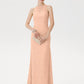 Sheath / Column Mother of the Bride Dress Elegant See Through Illusion Neck Floor Length Lace Sleeveless with Crystals