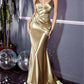 Mermaid / Trumpet Evening Gown Elegant Dress Engagement Sweep / Brush Train Sleeveless V Neck Satin with Criss Cross