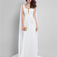 Sheath / Column Elegant Dress Wedding Guest Prom Court Train Sleeveless Plunging Neck Georgette V Back with Criss Cross Side
