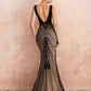 Mermaid / Trumpet Evening Gown Luxurious Dress Formal Evening Sweep / Brush Train Sleeveless V Neck Fall Wedding Guest Velvet Backless