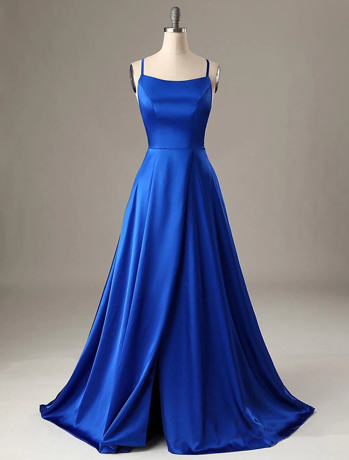 A-Line Evening Gown Sexy Dress Formal Wedding Guest Sweep / Brush Train Sleeveless Spaghetti Strap Charmeuse