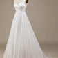 Neck Sweep Train Wedding Dress Pure Color