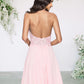 A-Line Bridesmaid Dress Halter Neck Sleeveless Sexy Short / Mini Chiffon / Lace with Pleats