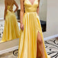 A-Line Prom Dresses Open Back Dress Formal Wedding Guest Sweep / Brush Train Sleeveless V Neck Imitation Silk Backless