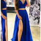 Two Piece Prom Dresses Sexy Dress Formal Sweep / Brush Train Sleeveless Spaghetti Strap Charmeuse with Bow(s)