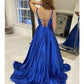 A-Line Prom Dresses Princess Dress Formal Sweep / Brush Train Sleeveless Strapless Satin Backless