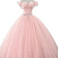 Ball Gown Prom Dresses Princess Dress Graduation Floor Length Sleeveless Off Shoulder Tulle with Pearls Beading