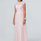 A-Line Bridesmaid Dress Jewel Neck Sleeveless Elegant Floor Length Chiffon with Lace Sparkle & Shine