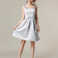 A-Line Bridesmaid Dress Square Neck Sleeveless Knee Length Satin with Sash / Ribbon