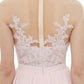 A-Line Bridesmaid Dress Illusion Neck Sleeveless Illusion Detail Floor Length Chiffon / Floral Lace with Sash / Ribbon