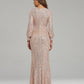 Mermaid / Trumpet Evening Gown Sparkle Dress Party Wear Wedding Guest Floor Length Long Sleeve V Neck Sequined